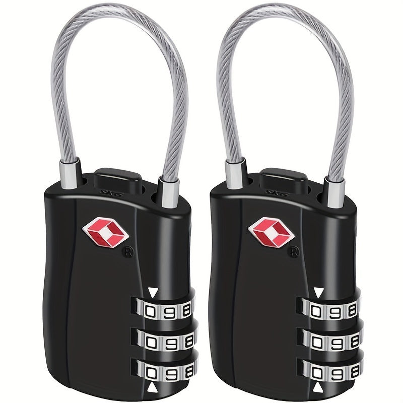 2-Delige TSA-goedgekeurde Aluminium Combinatiesloten, Duurzame ABS-beveiligingspadden voor Reizen, Bagage, Fitness, Fiets - TSA-goedgekeurd, Krachteloos, ABS-materiaal NicheBay