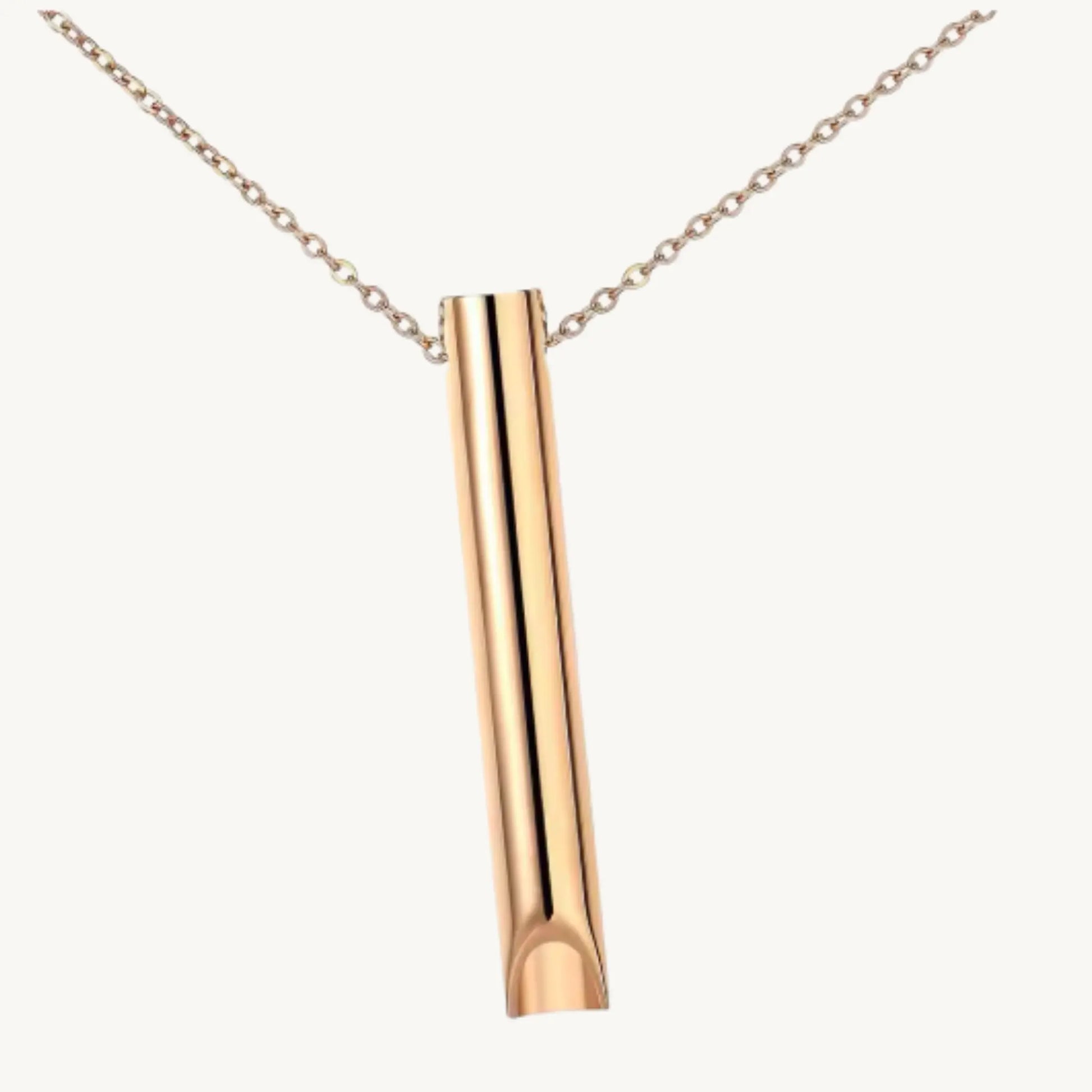 RESPIRA ademhaling ketting in goudkleur, elegant ontwerp voor stressregulatie en mindfulness.