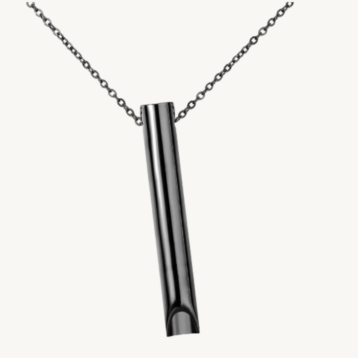 RESPIRA ademhaling ketting in elegant zwart ontwerp voor stressregulatie en rust.