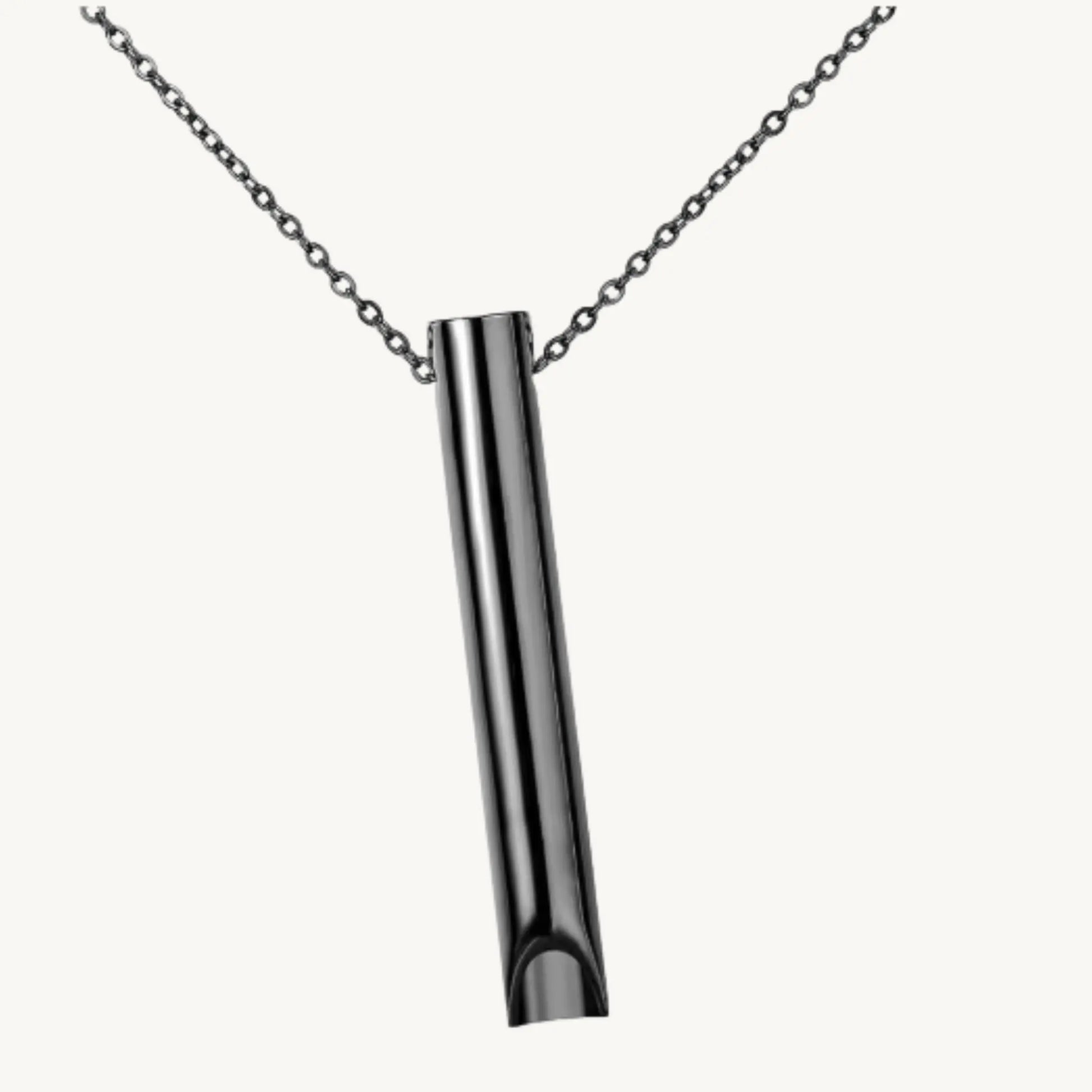 RESPIRA ademhaling ketting in elegant zwart ontwerp voor stressregulatie en rust.