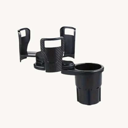 STEADYDRINK 2-in-1 auto bekerhouder voor veilig en stevig vastzetten van drinkflessen en glazen.
