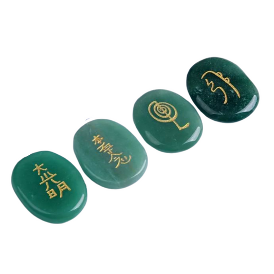 SET VAN DE VIER WINDRICHTINGEN - Palmstenen met gouden symbolen